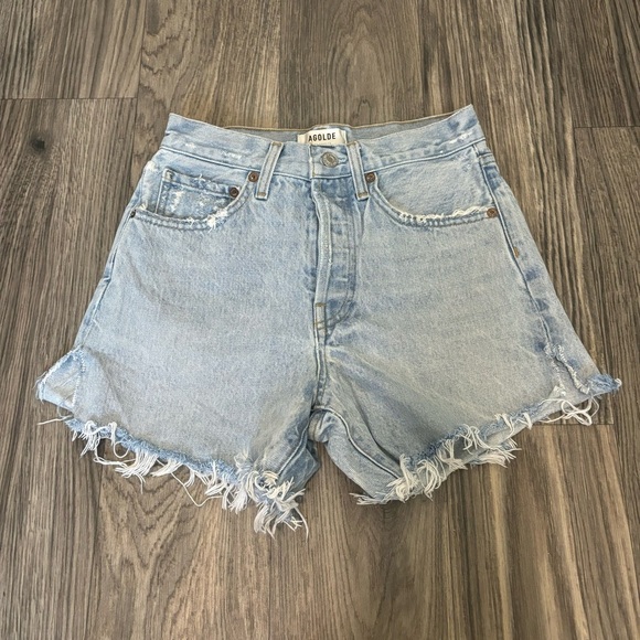 AGOLDE Women's Light Blue Denim Shorts - Picture 4 of 6